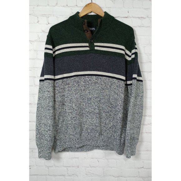 Ralph Lauren Chaps Cotton Pullover Sweater Men's XXL Gray Green Blk Wht - Picture 2 of 8